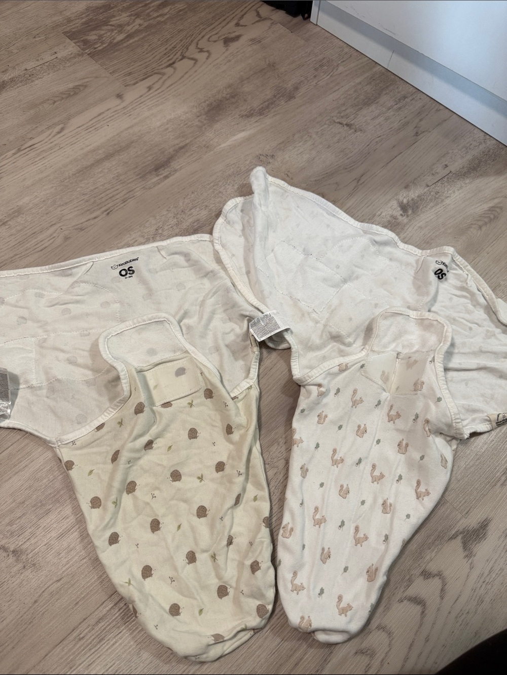 Neutral Cream Baby Swaddle Wraps with Animal Print - Set of 2